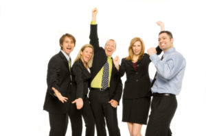Business People Stand Excited